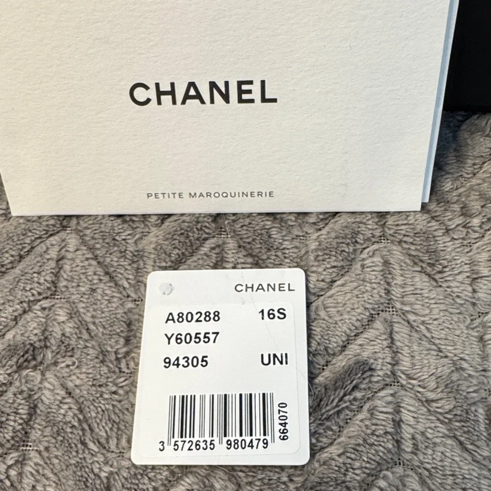 CHANEL Chevron Black Leather Wallet with Gold Accent